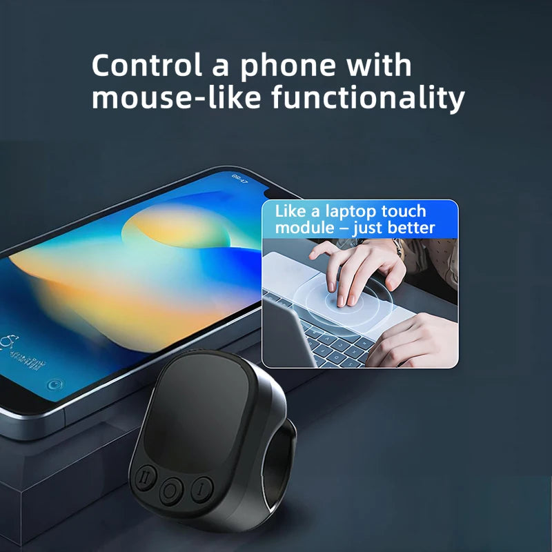 Mouse Ring Remote Control with Touchpad,Smart Automatic Screen Clicker Device，Continuous Clicker，Scrolling Ring Remote Control S
