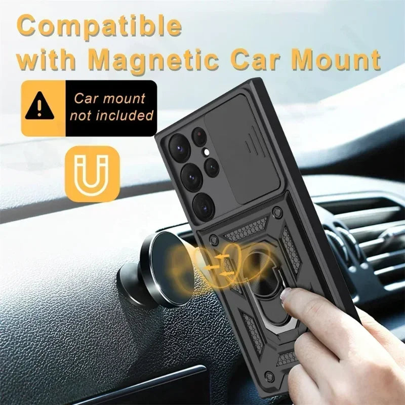 Armor Rotate With Ring Stand Camera Lens Anti-Scratch Case For Samsung Galaxy S24 S23 S22 Ultra S21 S20 Plus FE A54 A34 5G Cover