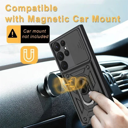 Armor Rotate With Ring Stand Camera Lens Anti-Scratch Case For Samsung Galaxy S24 S23 S22 Ultra S21 S20 Plus FE A54 A34 5G Cover