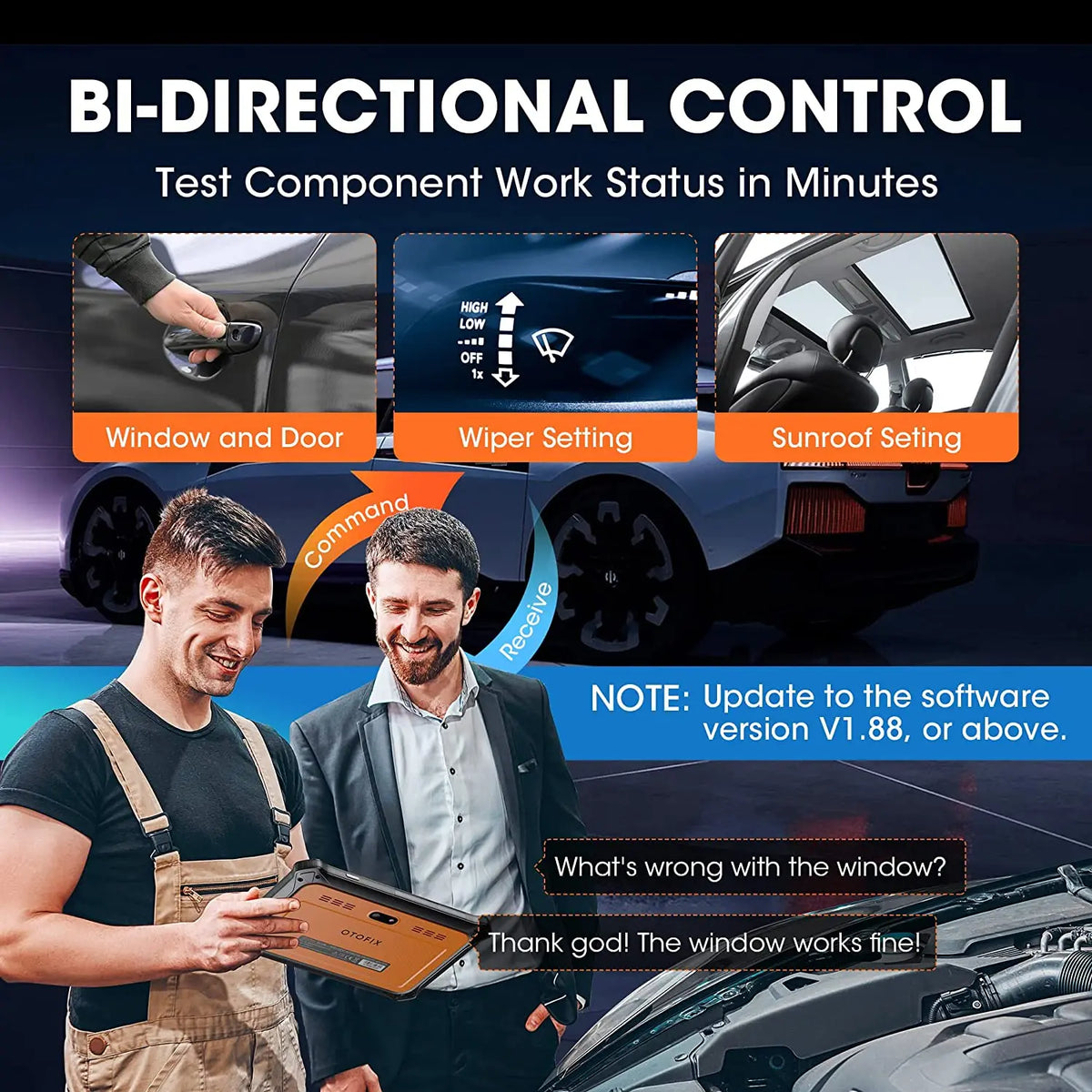 OTOFIX D1Lite Bluetooth Car Diagnostic Tool OBD2 Scanner Bi-Directional Automotive Scan Tool 2 Years Free Update Active Test