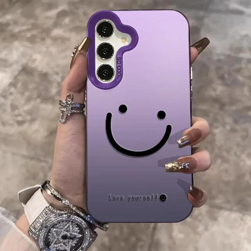 For Samsung Galaxy S26 S25 S24 S23 Ultra S22 Plus S21 FE Case Color Silver Smile Cheeks Cover For A57 A37 A17 A56 A55 A25 Funda