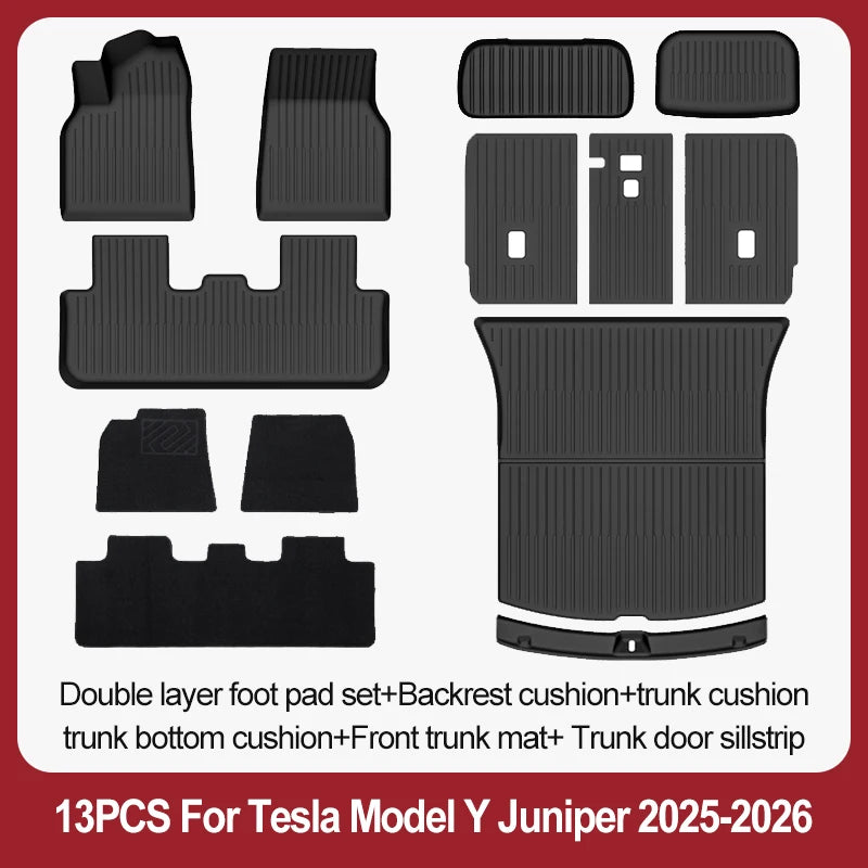 For Tesla New Model Y Juniper Premium/Performance 2025+ TPE Floor Mats Luggage Mat Wear-resistant Foot Pads ModelY Trunk Mats