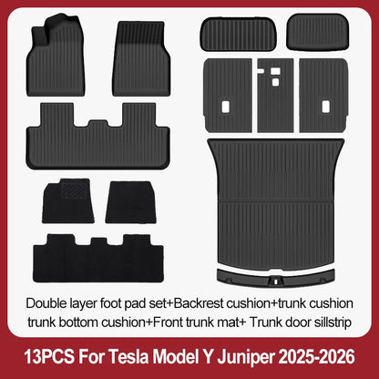 For Tesla New Model Y Juniper Premium/Performance 2025+ TPE Floor Mats Luggage Mat Wear-resistant Foot Pads ModelY Trunk Mats