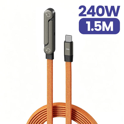 240W 2 in 1 USB C to USB C Fast Charging Foldable Bracket Data Cable Type C Desktop Holder Charging Wire For Iphone17 16 Samsung