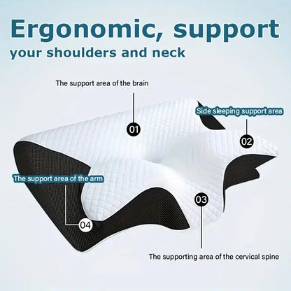 Sleep Memory Pillow Butterfly Memory Foam Neck Pillows Contoured Sleep For Neck Pain Relief Stomach Support Comfortable Pillow