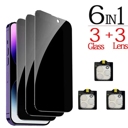 1~4PCS Anti-Spy Glass For iPhone 17 16 15 14 13 Pro Max Privacy Screen Protector & Camera Protection Film For iPhone 15 12 11 Pr