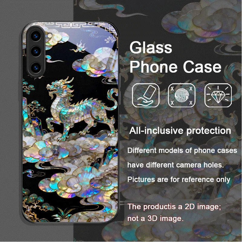 Stylish Tiger Dragon Marble Texture Printed Tempered Glass Phone Case for Samsung Galaxy S25 Ultra S24 S23 Plus S22 S21 FE Cover