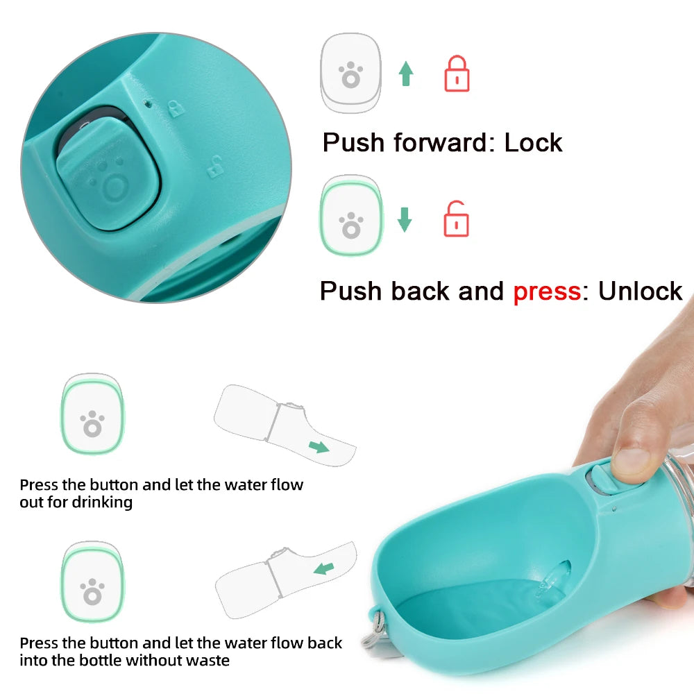 Portable Dog Water Bottle with Drinking Bowl – 300ml to 550ml