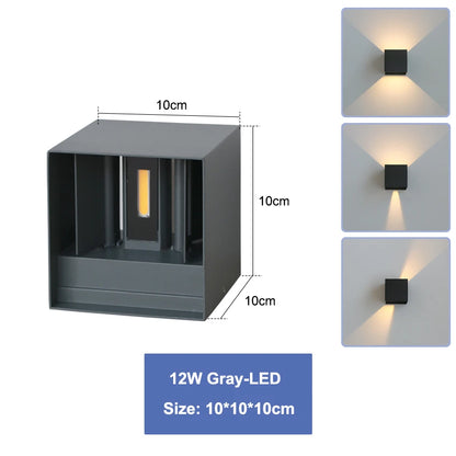 6W/12W LED Waterproof Wall Lamp in Black/White/Grey for Indoor and Outdoor Decoration Lighting Aluminum Wall Lights AC 110V 220V