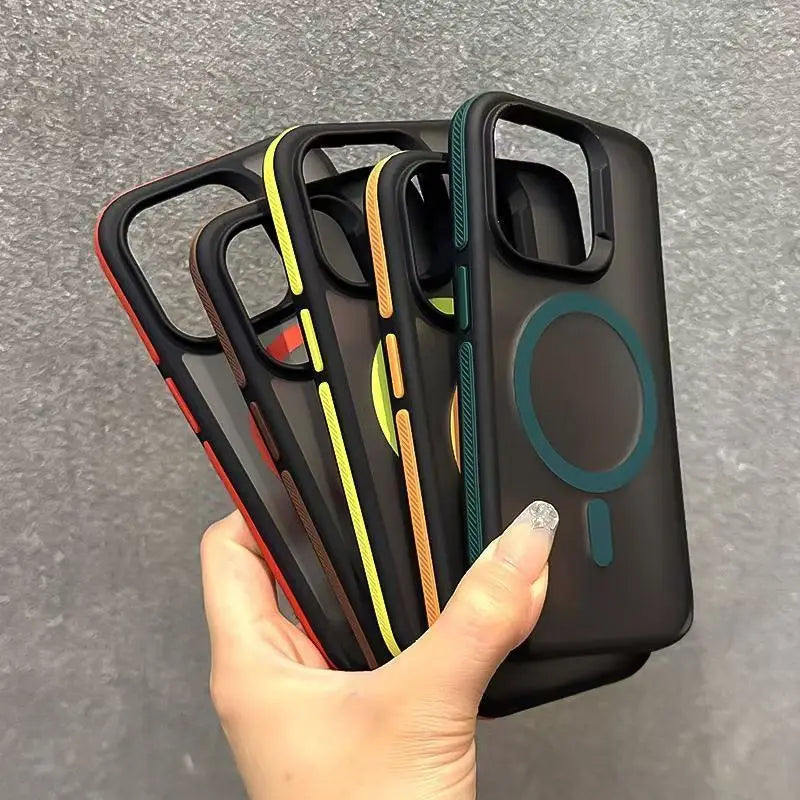 Luxury Magnetic Matte Translucent Case For Samsung Galaxy S25 Ultra S24 Plus S23 FE S22 S25 For Magsafe Wireless Charging Cover