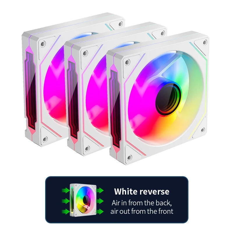 TEUCER LJ-4Pro Computer Case Fan ARGB Mirror Cycle 120mm 4Pin PWM PC Quiet Cooling Fan Low Noise Chassis Fan