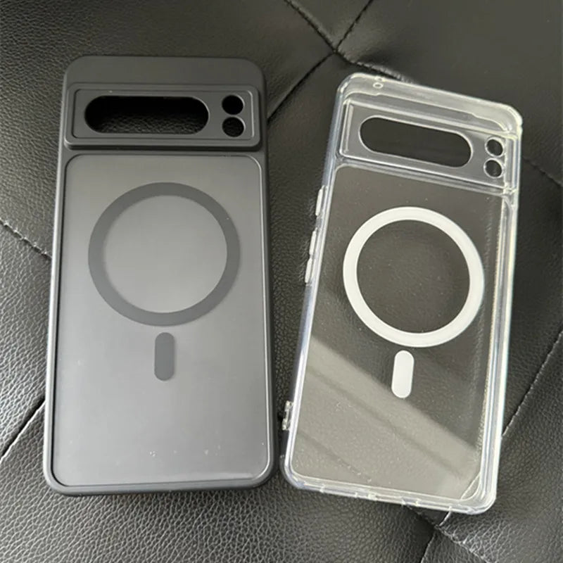 Clear Shockproof PC+TPU Magsafe Case For Google Pixel 10 9 Pro XL 8 7 6 Pro 9a 8a 7a 6a Frosted Magnetic Wireless Charging Cover