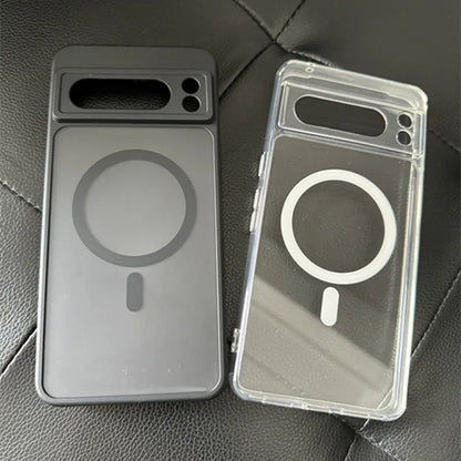Clear Shockproof PC+TPU Magsafe Case For Google Pixel 10 9 Pro XL 8 7 6 Pro 9a 8a 7a 6a Frosted Magnetic Wireless Charging Cover