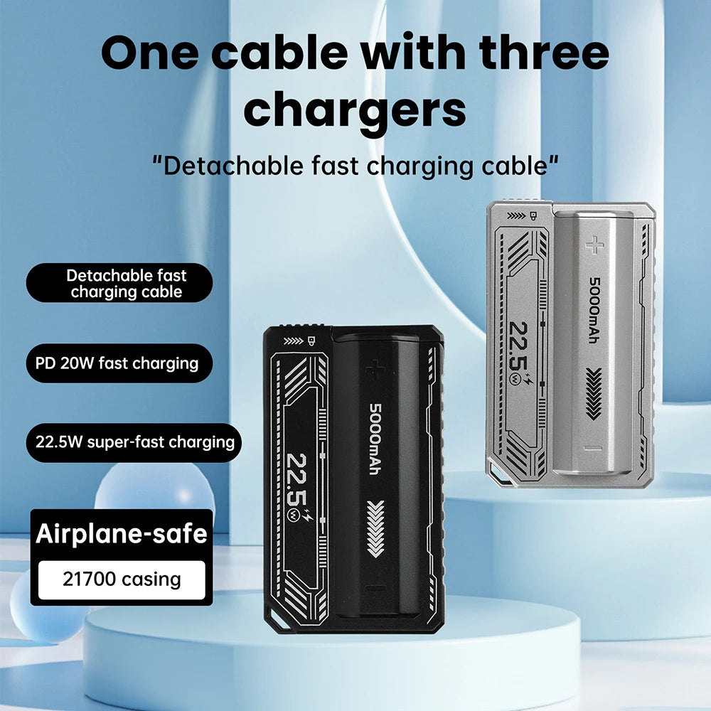 21700 Battery Holder Power Bank Case PD 20W Fast Charging Built-in Cable Detachable Power Bank DIY Battery Case
