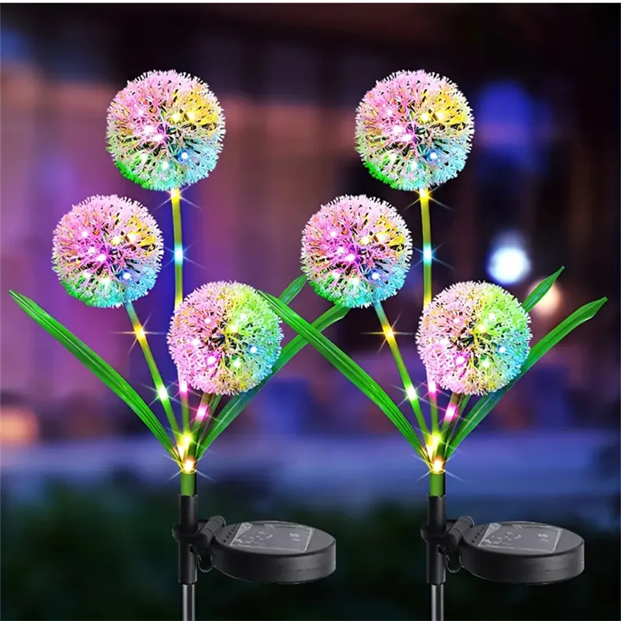 1PC/2PC 1 Head/3 Head Solar LED Dandelion Outdoor Ground Mounted Light, Suitable for Courtyard, Garden, and Landscape Decoration