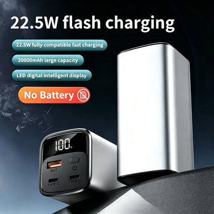 22.5W PD QC Fast Charge Aluminum DIY Power Bank Case Digital LED Display 4x21700 Battery Portable Charger DIY Module No Battery
