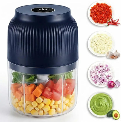 Electric Garlic Chopper, Mini Portable Veggie Chopper, 250ML Garlic Grinder Masher Onion Grinder, Blender to Vegetable, Wireless Food Processor for Ginger, Chili, Fruit, Meat, etc