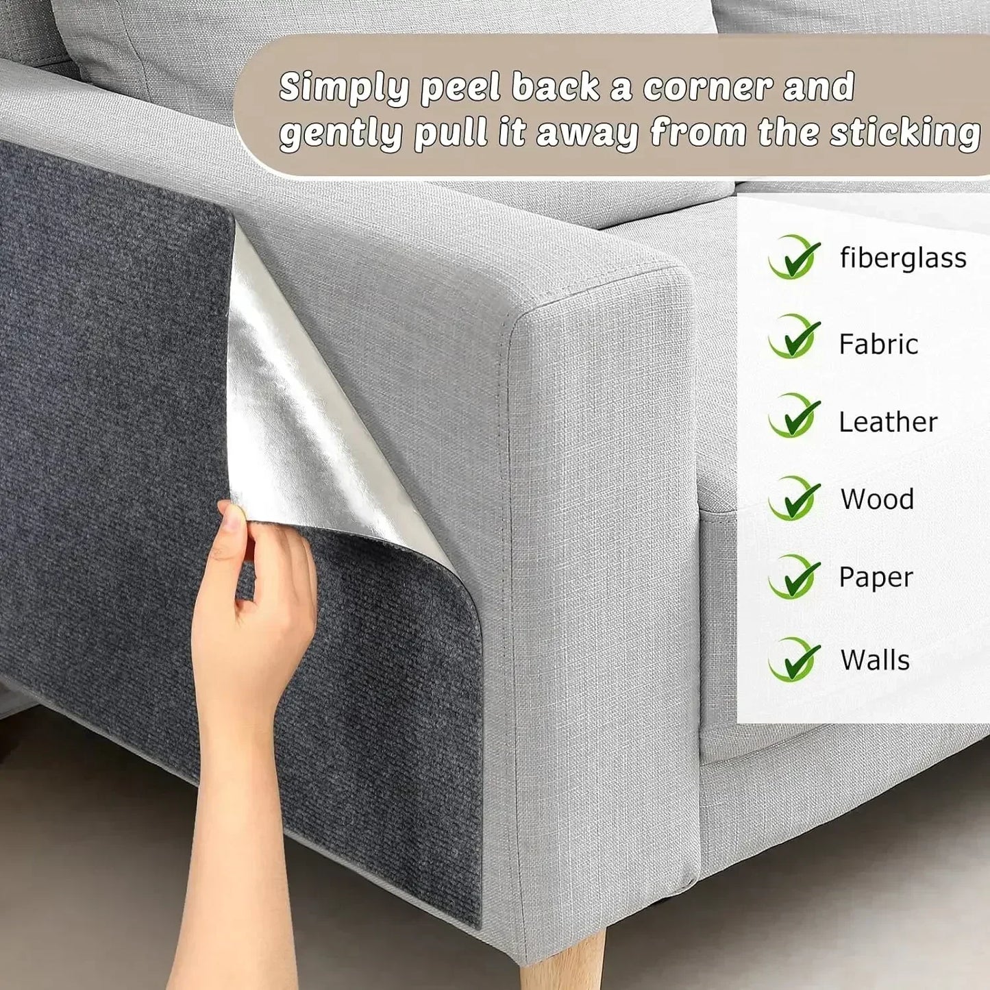 Self-Adhesive Cat Scratching Board Trimmable Cat Carpet Mat Anti Cat Scratcher Furniture Couch Corner Indoor Sofa Wall Protector
