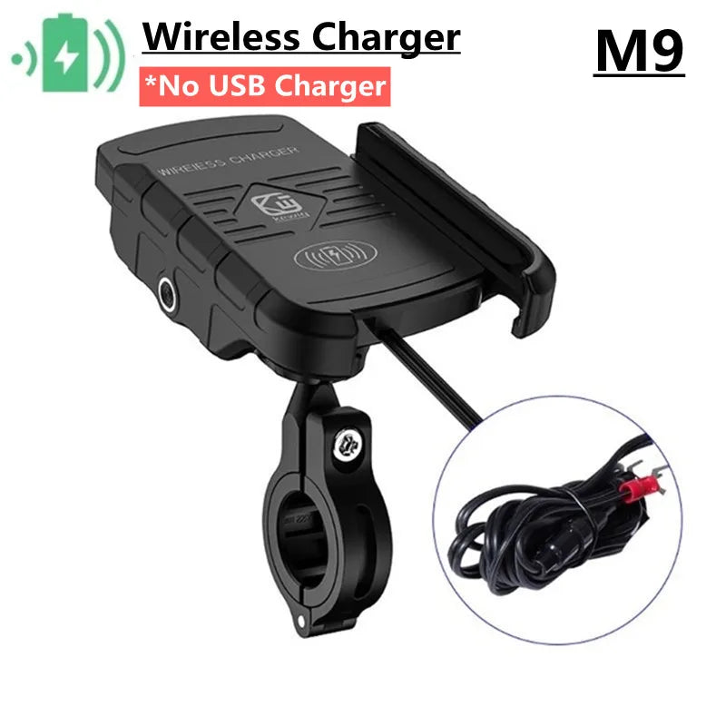 Motorcycle Phone Holder Quick USB Charger Fast Wireless Charging Moto Motorbike Mirror Stand Cellphone Handlebar Mount Support