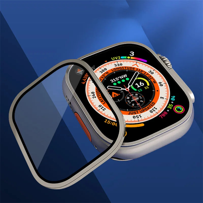 Aluminium Alloy Case+Tempered Glass for Apple Watch Ultra 3 49mm Anti-Scratch Screen Protector iWatch Ultra 2 3 49mm Cover Film