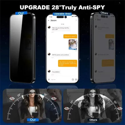 Dust Free Installation Privacy Screen Protector For iPhone 17 Pro Max 16 11 14 13 12 15 16E Air Mini SE 7 8 XR XS Anti-spy Glass