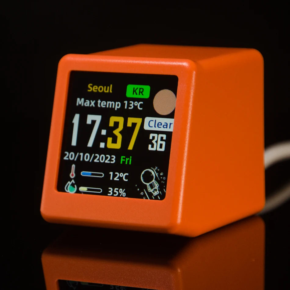 GeekMagic Super Cool Mini WiFi Desktop Weather Digital Clock Station with IPS LCD Screen Gadget for Decoration