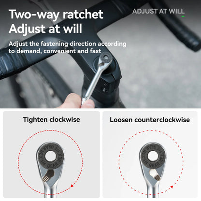 ROCKBROS Bike Repair Tools Multifunctional Ratchet Wrench Set Compact Folding Combination Aluminum Bicycle Ratchet Tool Set