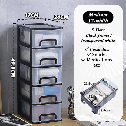 Clear Desktop Storage Box with Drawer Heightened Table Organizer Plastic Office storage cabinet  for Stationery cosmetics
