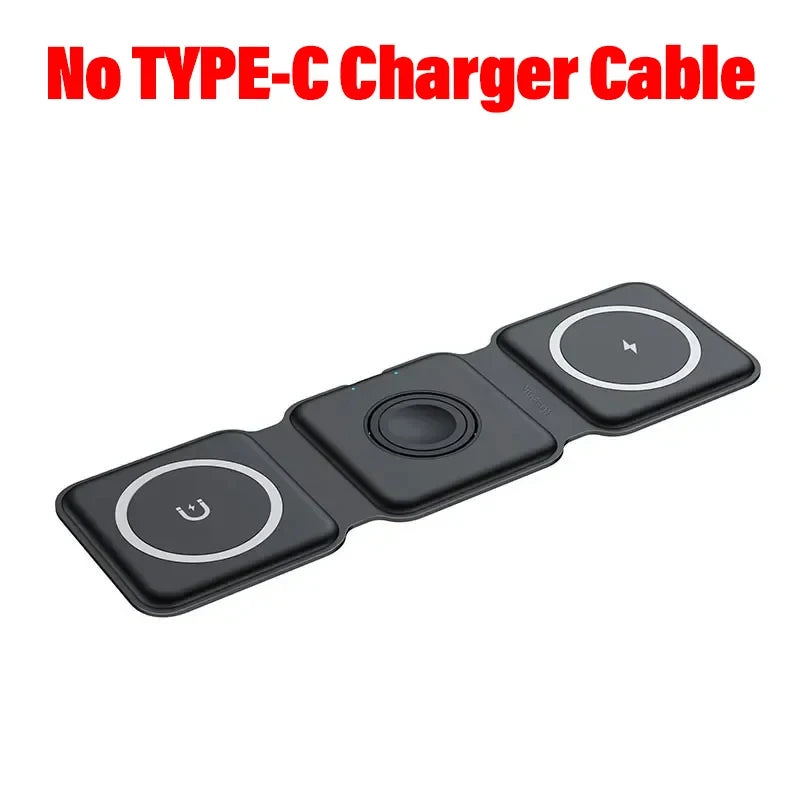 3-in-1 Magnetic Portable Wireless Charger Pad Fast Charging Dock For iPhone 17 16 Pro Max Apple Watch 9 8 AirPods Charge Station