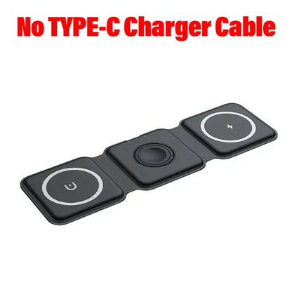 3-in-1 Magnetic Portable Wireless Charger Pad Fast Charging Dock For iPhone 17 16 Pro Max Apple Watch 9 8 AirPods Charge Station