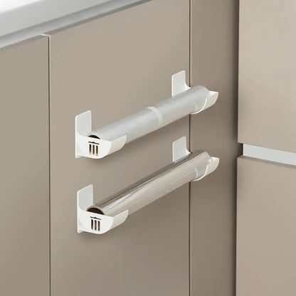 2pcs No-Drill Kitchen Storage Rack Set - Multi-Functional,Fresh Film & Garbage Bag Organizer for Cabinets and Refrigerator Sides