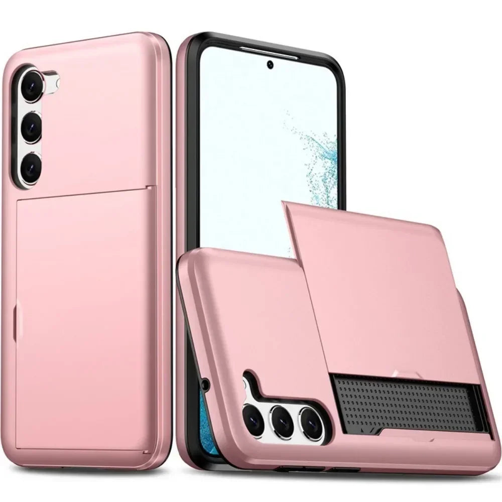 For Samsung Galaxy S26 S25 S24 Ultra S22 Plus S23 S21 S20 FE Note 20 A17 A55 Wallet Cover Card Holder Slot Shockproof Phone Case