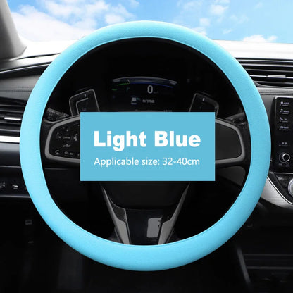 Non-Slip Silicone Steering Wheel Cover Summer Breathable Elastic Universal Fit 38cm Car Steering Wheel Protector Accessory