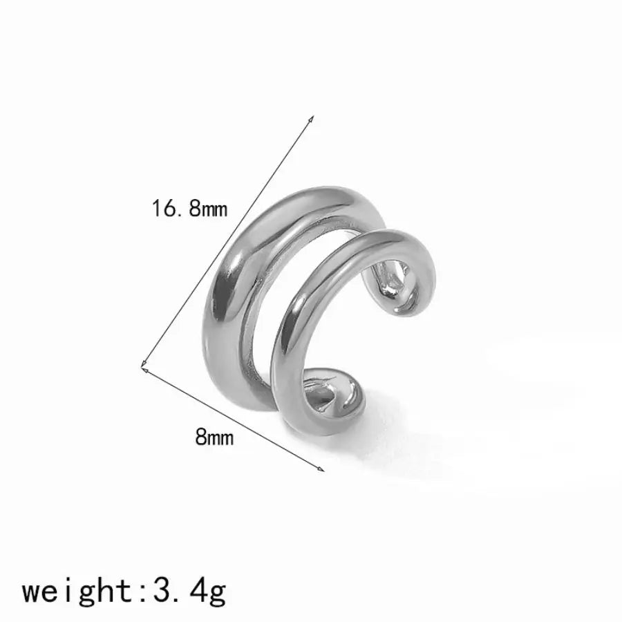 18K Gold Stainless Steel Multilayer Ear Clip – Waterproof Chunky Hoop