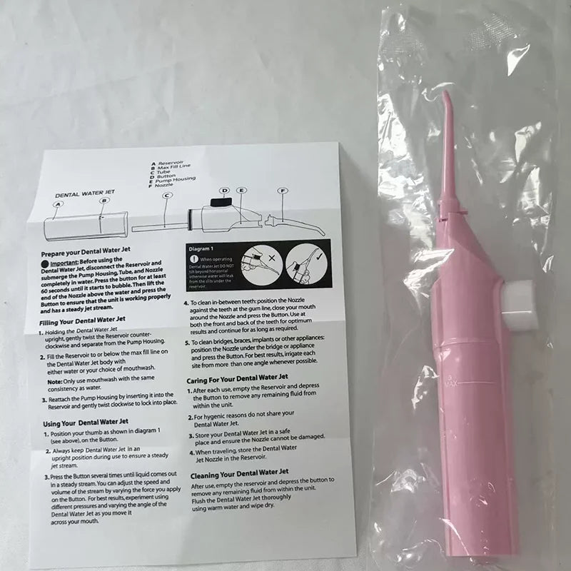 Portable High Pressure Oral Irrigator Household Dental Floss Manual Water Toothpick for Teeth Cleaning