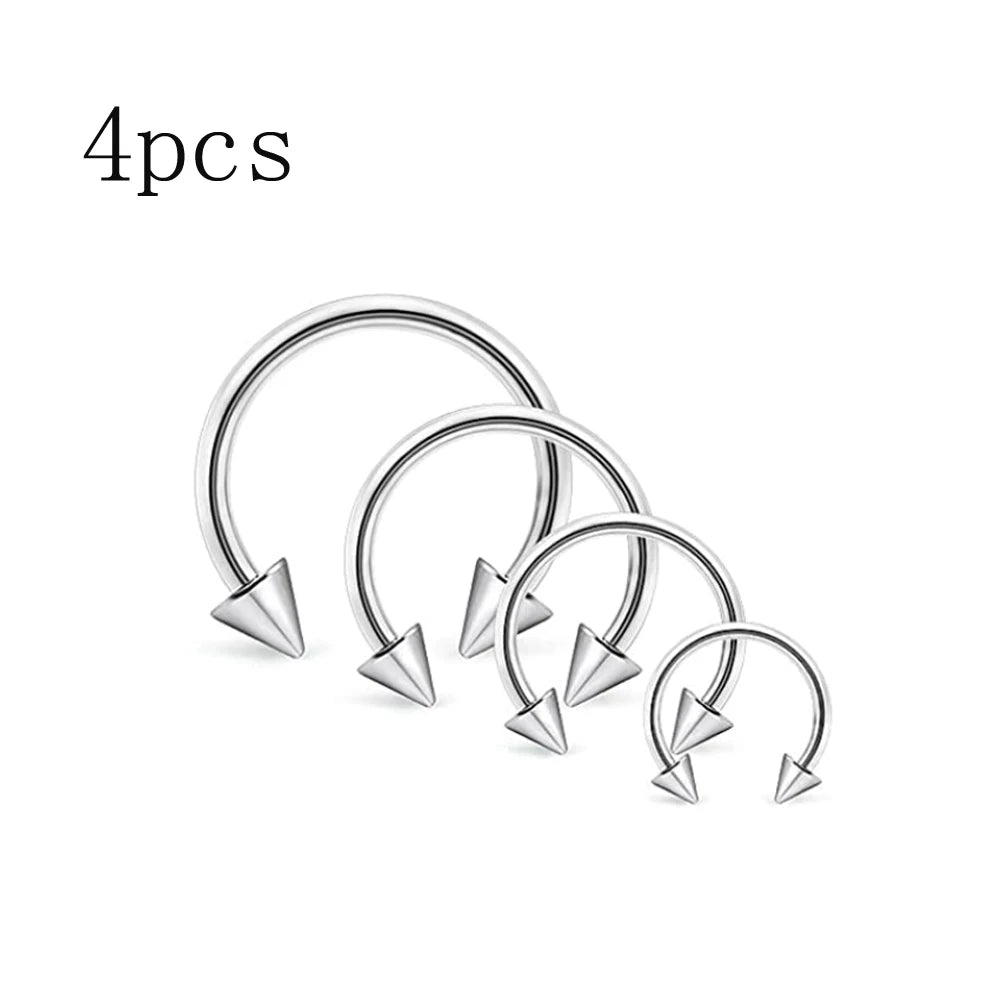 4Pcs/32Pcs 16G Septum Nose Rings – Stainless Steel Hoop Horseshoe Piercing Jewelry, Tragus Cartilage Earrings (6-12mm)