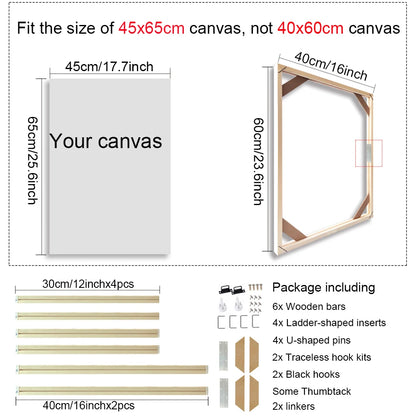 Various Sizes Canvas Frame Wooden Frames Natural Wooden Photo Oil Painting Canvas Diamond Painting Frames Canvas Wood Wall Frame