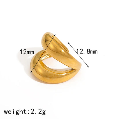 18K Gold Stainless Steel Multilayer Ear Clip – Waterproof Chunky Hoop