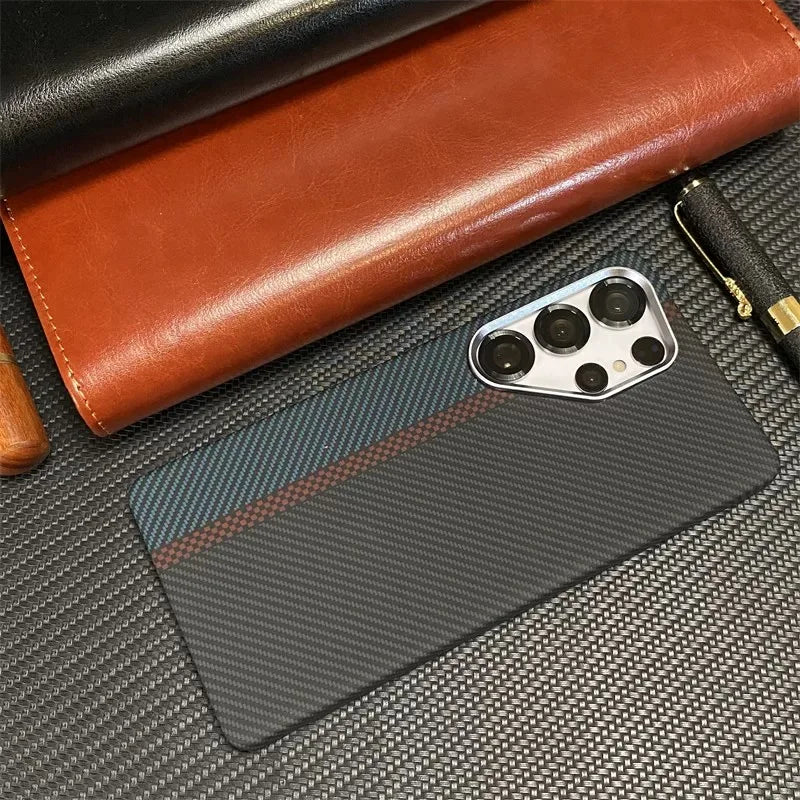 For Samsung Galaxy S26Ultra S26 S25 S24 S23 Ultra Plus Carbon Fiber Texture MagSafe Case Wireless Charging Alloy Lens Hard Cover