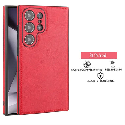 Luxury Vintage PU Leather Case for Samsung S26 Ultra S25 S24 Plus S23 S22 S26Ultra Slim Camera Shockproof Soft Bumper Back Cover