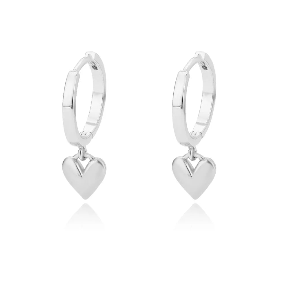 Heart Stainless Steel Earrings for Women – Gold Color Hoop Earring with Zircon, Waterproof & Trendy