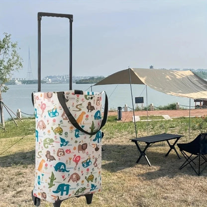 Foldable Oxford cloth shopping cart, large-capacity handheld premium bag – for outdoor, commercial, grocery & delivery.