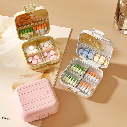 7 Grids Compact Mini Pill Case Double Sealed Medicine Container Weekly Split Lockable Drug Storage Daily Pill Organizer