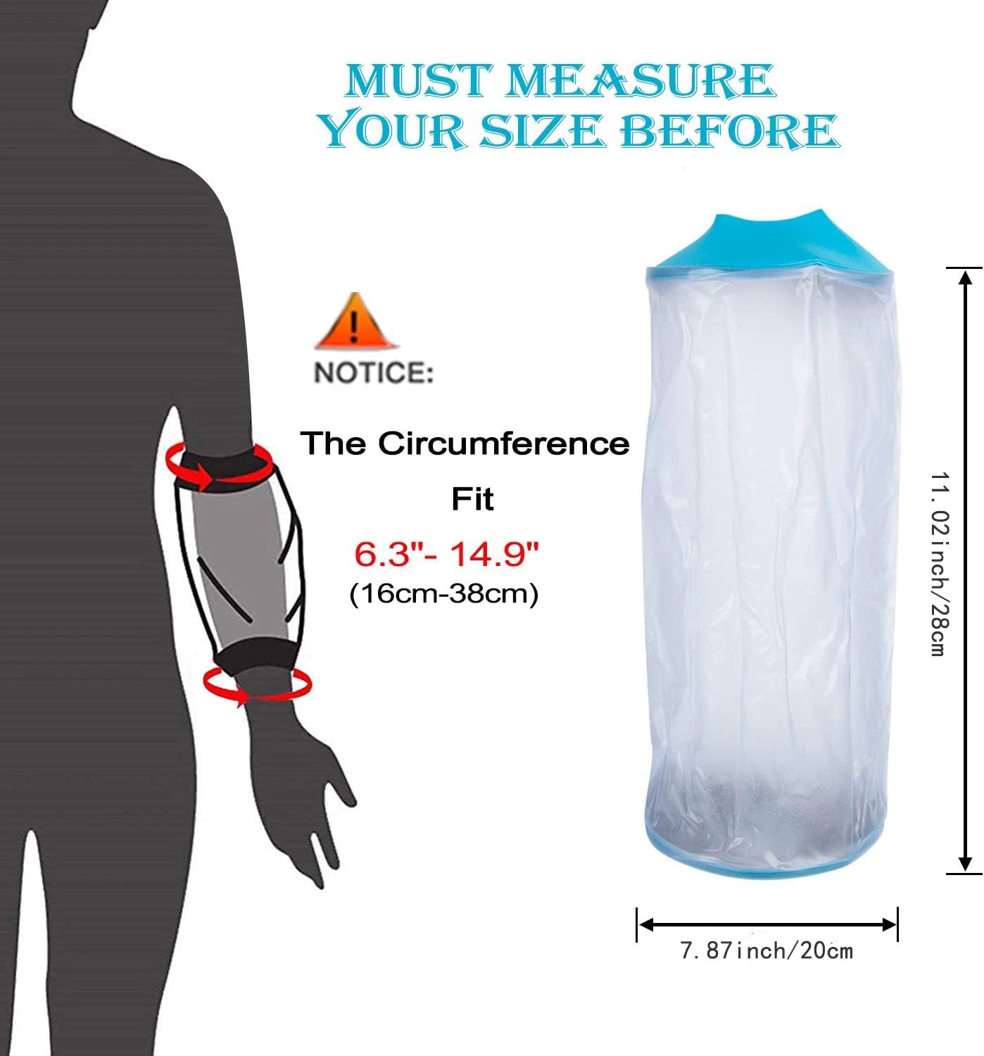 The Picc line shower cover is suitable for the upper arm, has waterproof function, and can be reused at the elbow wound.