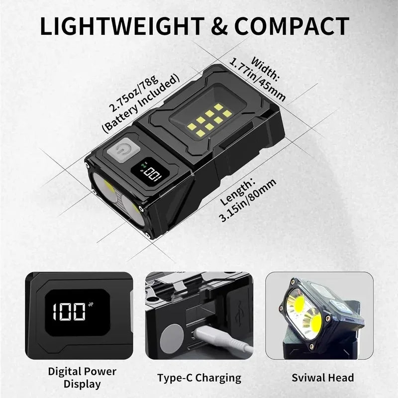MINI USB Rechargeable LED Flashlight Portable Tail Magnet Work Light Super Bright Camping Lantern Side COB Emergency Torch Light