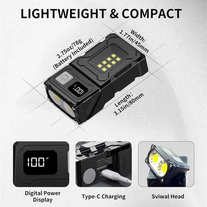 MINI USB Rechargeable LED Flashlight Portable Tail Magnet Work Light Super Bright Camping Lantern Side COB Emergency Torch Light
