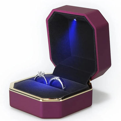 LED Jewelry Ring Box – Luxury Velvet Pendant & Necklace Display with Light for Proposal & Engagement