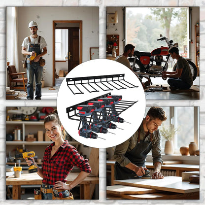 WellMade Power Tool Organizer Wall Mount, Drill Holder,  Holds 4 Tools, Easy Install with Screws & Anchors