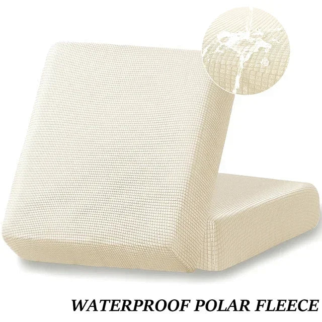 Waterproof Sofa Seat Cushion Cover Jacquard Polar Fleece Sofa Covers Elastic Removable Couch Cover Pets Kids Furniture Protector