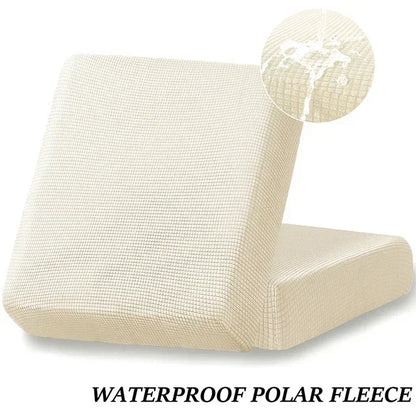 Waterproof Sofa Seat Cushion Cover Jacquard Polar Fleece Sofa Covers Elastic Removable Couch Cover Pets Kids Furniture Protector